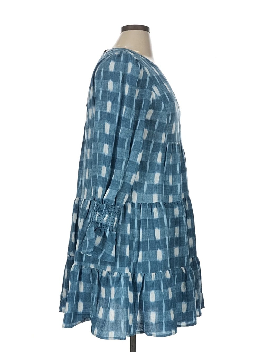Pomander Place Blue and White Tiered Plaid Dress - Picture 2 of 3